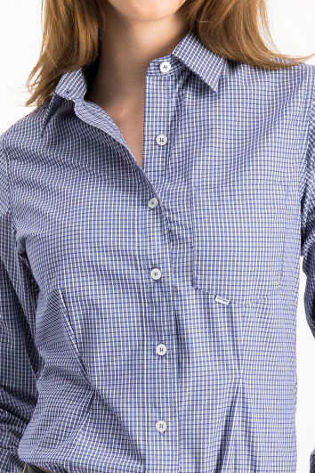 Blusa Ejecutiva Cuadros Manhattan 50% Pol. 50% Alg.