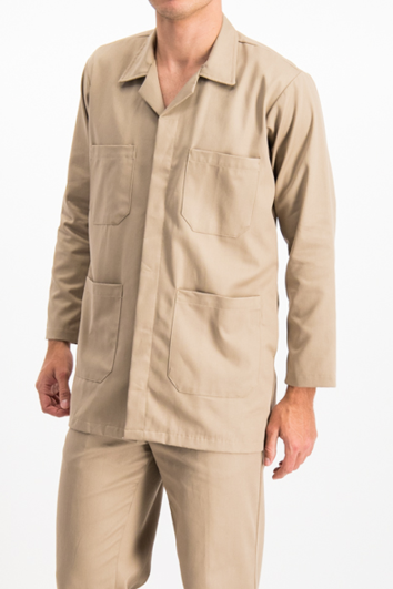 Bata Industrial 3/4 100% Algodón botón oculto