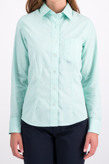 BLUSA LINEA EJEC ML CHEKERS 60A/40P-VERDE AQUA BLANCO-XS