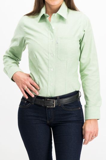 BLUSA CASUAL ML POLY OXFORD-VERDE MANZANA-XS