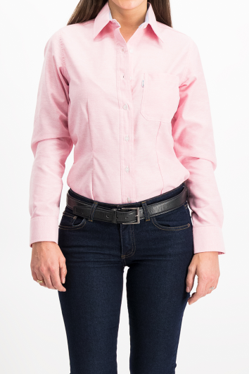 BLUSA CASUAL ML POLY OXFORD-ROSA PC CELESTE-XS