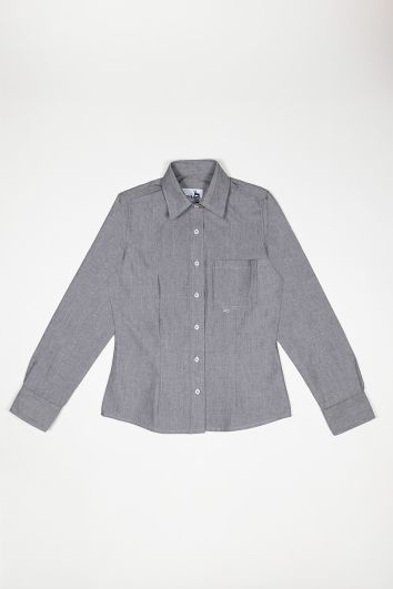 BLUSA CASUAL ML POLY OXFORD-GRIS-2L