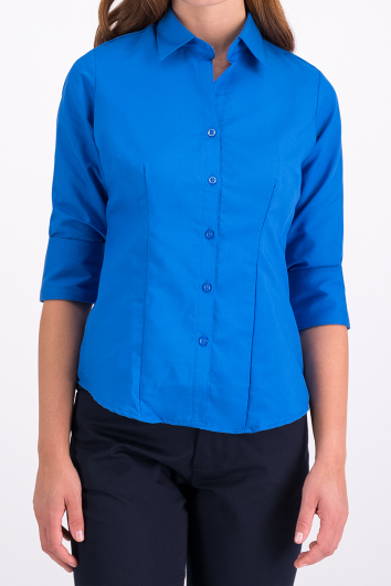BLUSA DE VESTIR 3/4 LINEA DE ORO AZUL FRANCIA-0M
