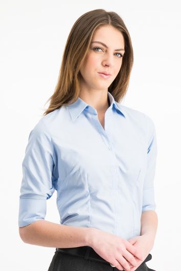 BLUSA DE VESTIR 3/4 LINEA DE ORO CIELO 0L