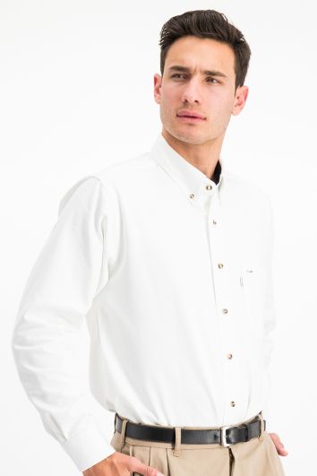 CAMISA CASUAL ML GAB QUERETARO 100% ALG  BLANCO PC MARINO  34