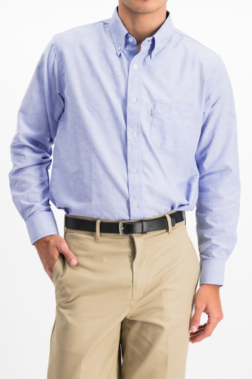 CAMISA CASUAL ML POLY OXFORD-AZUL CELESTE PC MARINO-44