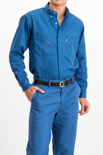 Camisa Gabardina Industrial 60% Alg. 40% Pol Botón Oculto