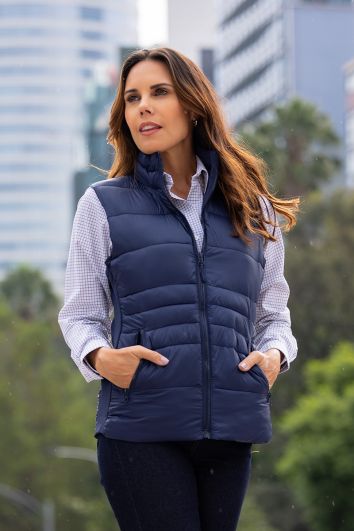 CHALECO CASUAL PLASTIFICADO DE DAMA-AZUL MARINO-0L