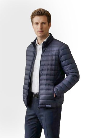 CHAMARRA CASUAL PLASTIFICADA 100% POL-AZUL MARINO-2L