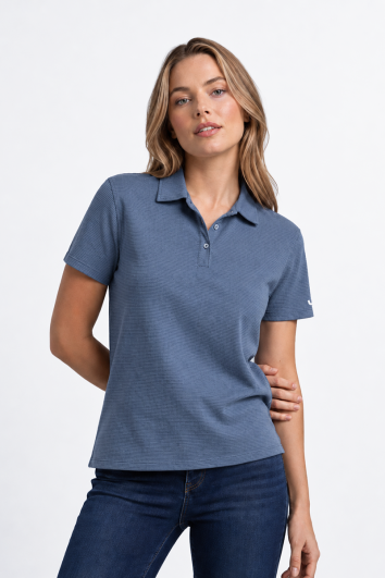 PLAYERA TIPO POLO UNITAM PERFORMANCE DAMA-AZUL ACERO-CH