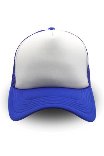 GORRA TIPO FOAMY CON MALLA-BLANCO MALLA AZUL REY-UN