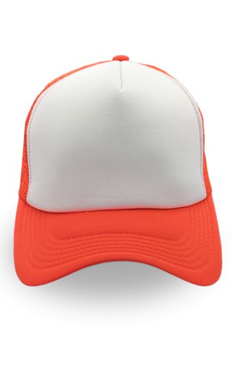 GORRA TIPO FOAMY CON MALLA-BLANCO MALLA NARANJA NEON-UN