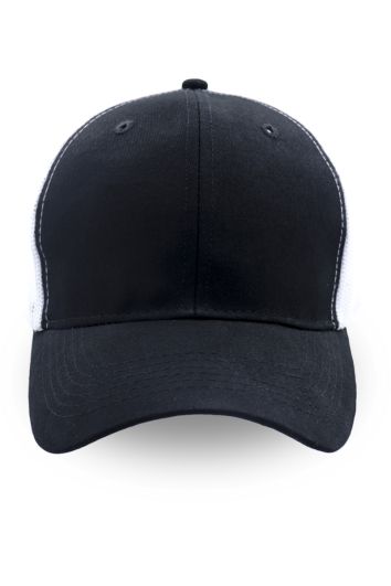 GORRA TIPO POLO CON MALLA-NEGRO MALLA BLANCA-UN