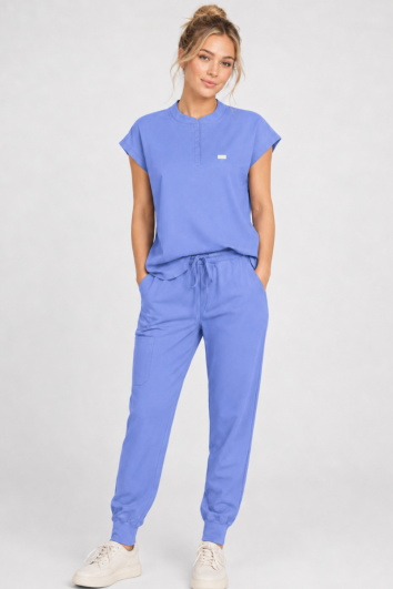 JUEGO QUIRÚRGICO UNITAM SCRUBS DAMA CUELLO MAO-AZUL CIELO-XS
