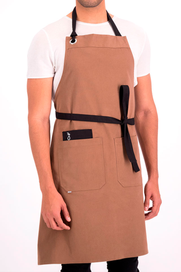 MANDIL MESERO COMBINADO-CAFÉ NEGRO-UN