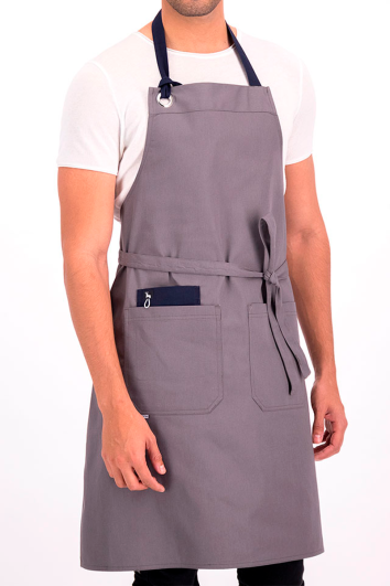 MANDIL MESERO COMBINADO-GRIS OXFORD AZUL MNO-UN