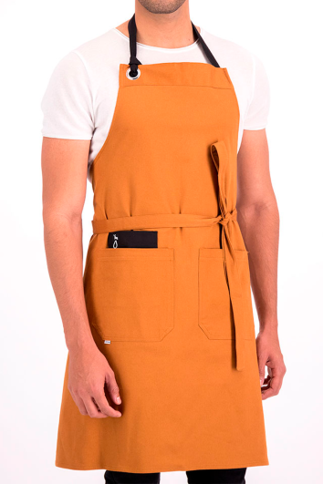 MANDIL MESERO COMBINADO-CAMEL NEGRO-UN