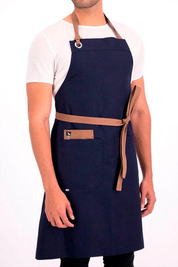 MANDIL MESERO COMBINADO-AZUL MARINO CAFÉ-UN