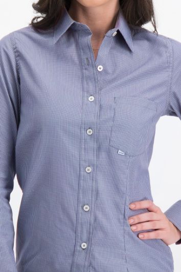 BLUSA LINEA EJEC ML NET 60A/40P-AZUL MARINO LINEA BCO-0L