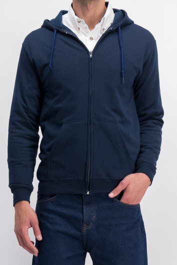 SUDADERA C/GORRO,CANGURERA Y CIERRE-AZUL MARINO-0M