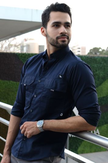 CAMISA CASUAL ML PESCADOR-AZUL MARINO-52