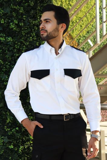 CAMISA IND TIPO VIGILANTE-BLANCO NEGRO-42