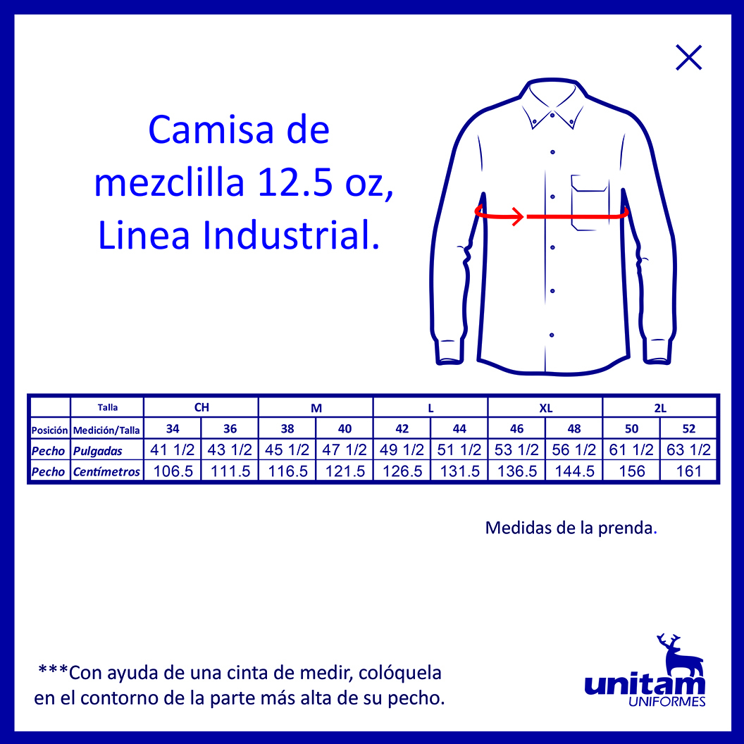 CAMISA MEZCLILLA 12.5 OZ, 1 BOLSA CON TAPA