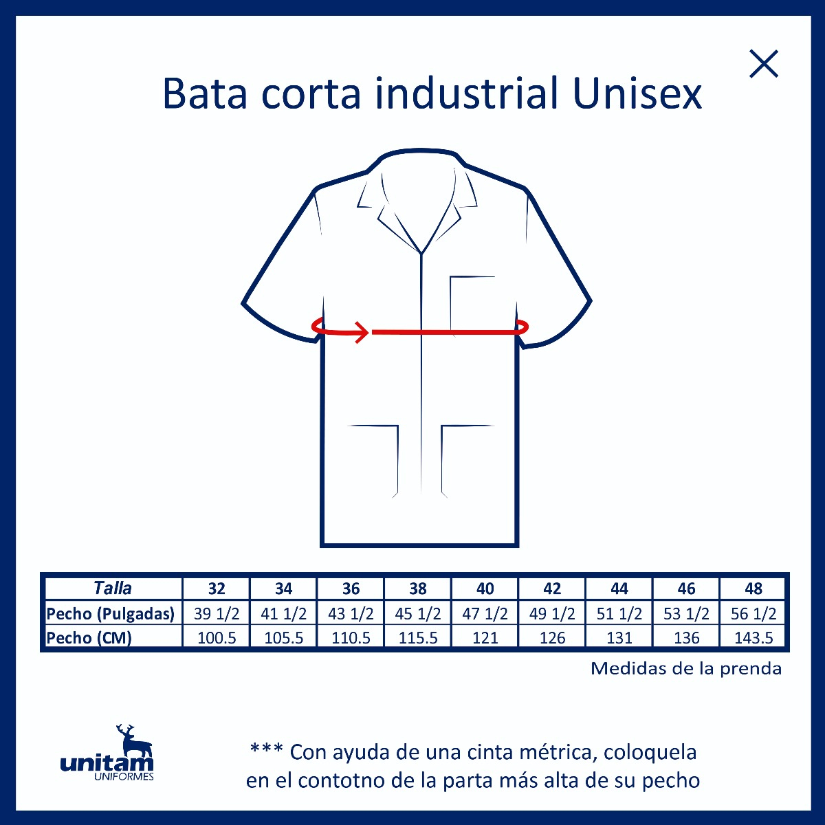 Bata Corta Industrial Maquiladora 100% Poliester