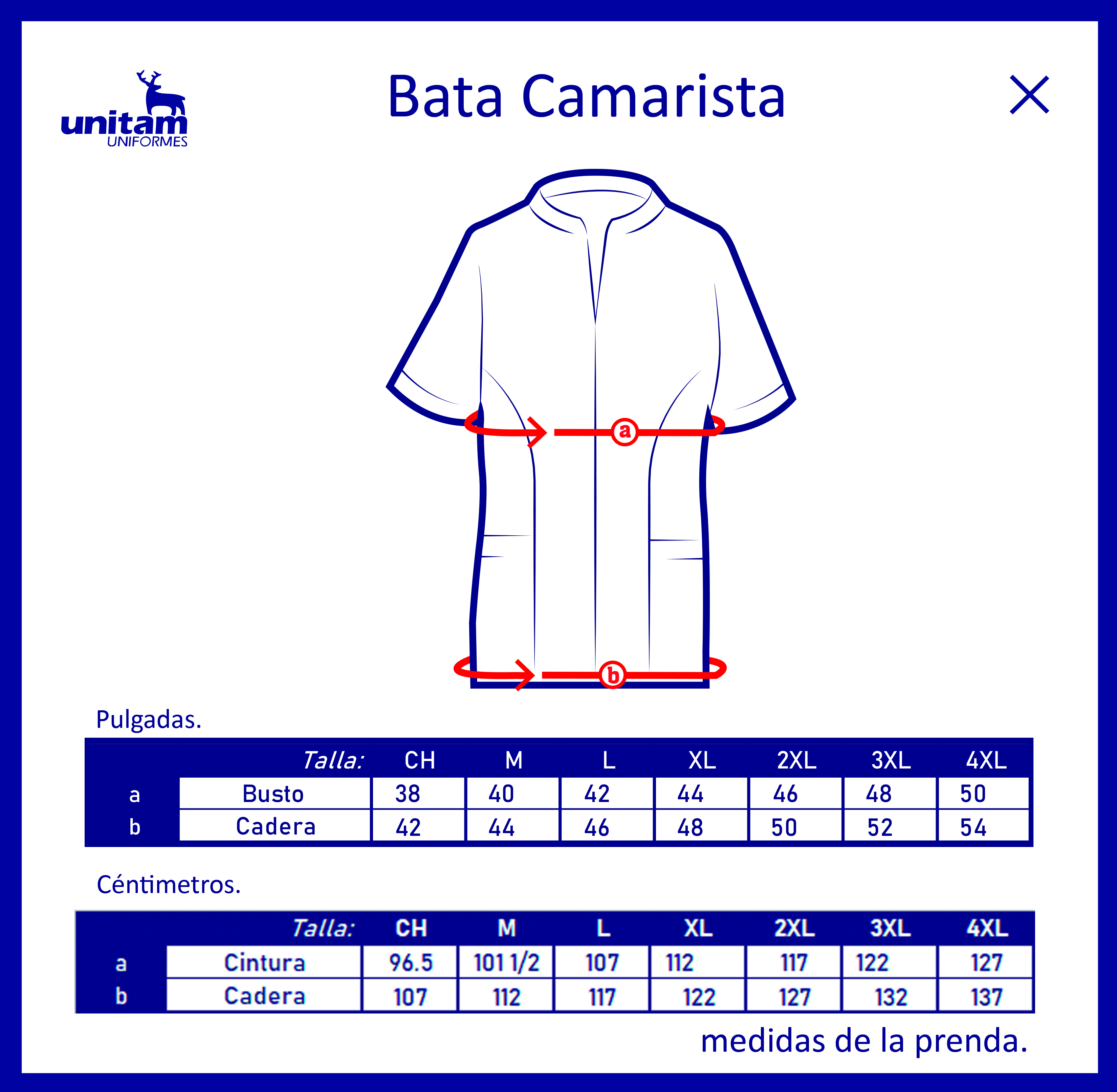 Bata de camarista con cierre